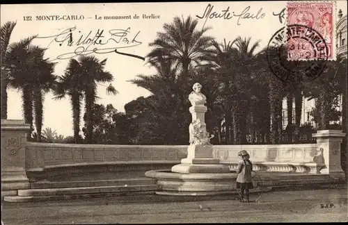 Ak Monte Carlo Monaco, Monument de Berlioz