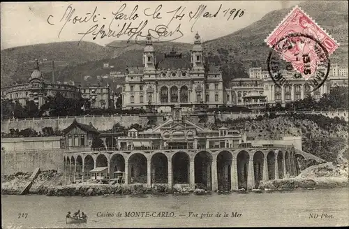 Ak Monte Carlo Monaco, Le Casino, vue prise de la Mer