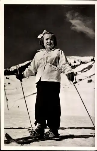 Ak Prinzessin Margriet der Niederlande, Sankt Anton, 24. Februar 1949, Ski