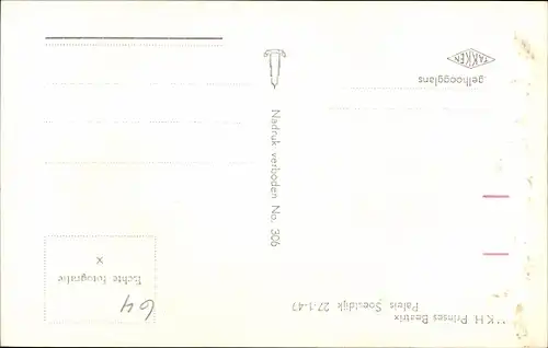 Ak Prinzessin Beatrix der Niederlande, Standportrait, Soestdijk 1949