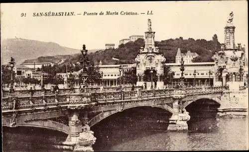 Ak Donostia San Sebastian Baskenland, Puente de Maria Cristina