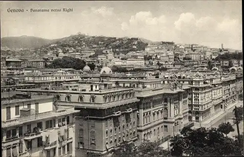 Ak Genova Genua Liguria, Panorama verso Righi