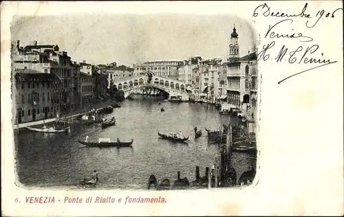 Ak Venezia Venedig Veneto, Ponte di Rialto e fondamenta