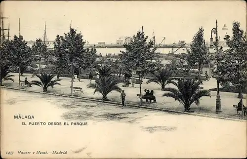 Ak Málaga Andalusien Spanien, El Puerto desde el Parque