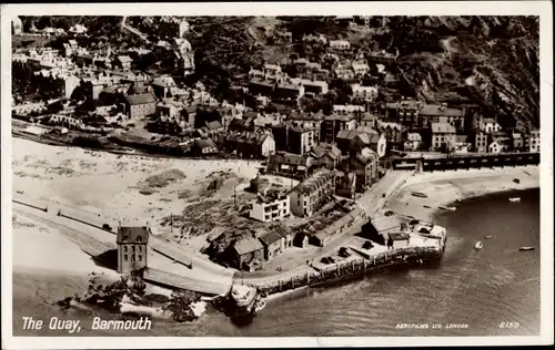 Ak Barmouth Wales, The Quay, Luftbild