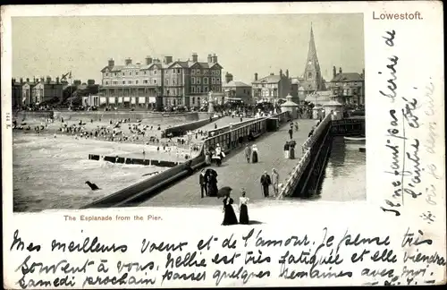 Ak Lowestoft Suffolk England, The Esplanade from the Pier