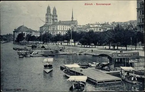 Ak Zürich Stadt Schweiz, Sonnenquai