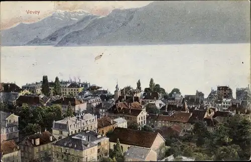 Ak Vevey Kanton Waadt, Ortsübersicht