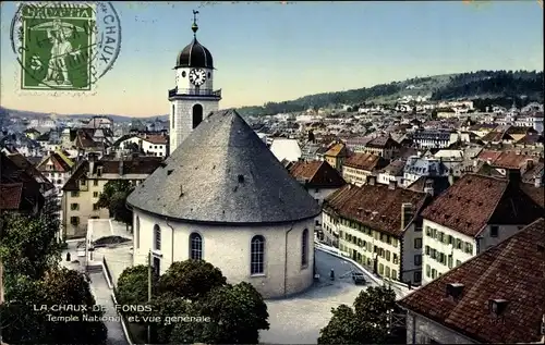 Ak La Chaux de Fonds Kanton Neuenburg, Temple National et vue générale