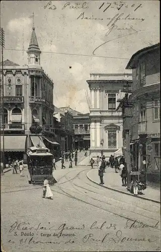 Ak São Paulo Brasilien, Cargo do Tesouro, Straßenbahn