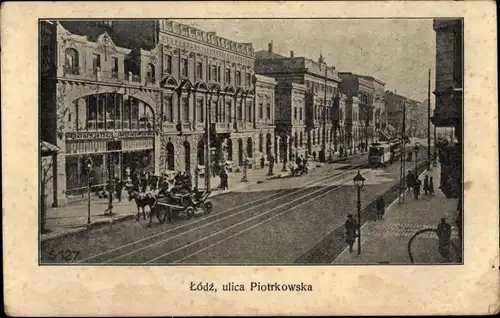 Ak Lodz Lodsch Polen, Petrikauer Straße, ulica Piotrkowska