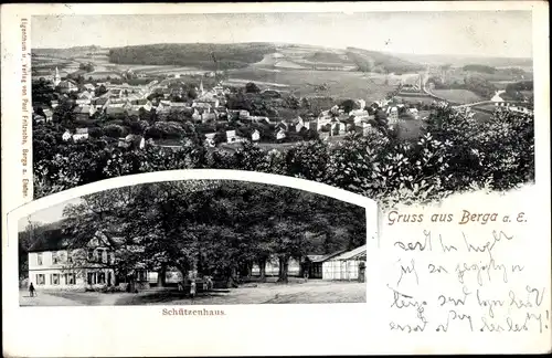 Ak Berga an der Elster, Panorama, Schützenhaus