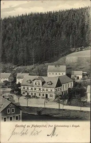 Ak Schmiedeberg Dippoldiswalde im Erzgebirge, Gasthof zu Niederpöbel