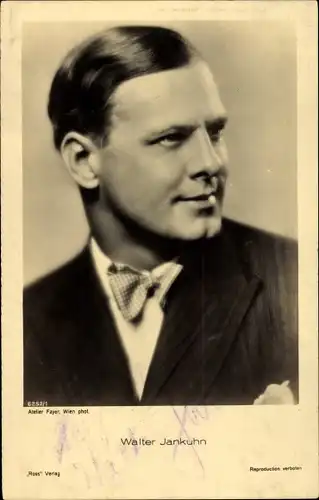 Ak Schauspieler Walter Jankuhn, Portrait, Ross 6252/1, Autogramm