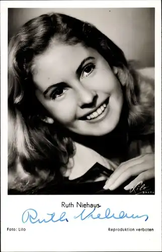Ak Schauspielerin Ruth Niehaus, Portrait, Autogramm