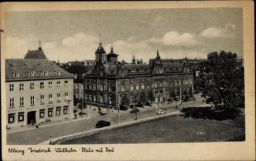 Ak Elbląg Elbing Westpreußen, Friedrich Wilhelm Platz mit Post
