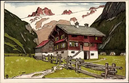 Ak Engelberg Halbkanton Obwalden, Bauernhaus mit Spannörter