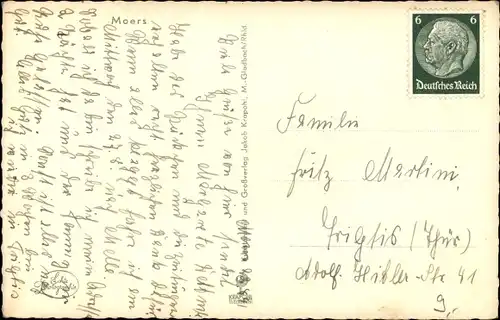 Ak Moers am Niederrhein, Straßenpartie, Geschäfte