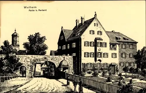 Künstler Ak Felle, Eugen, Weilheim Oberbayern, Partie b. Rentamt