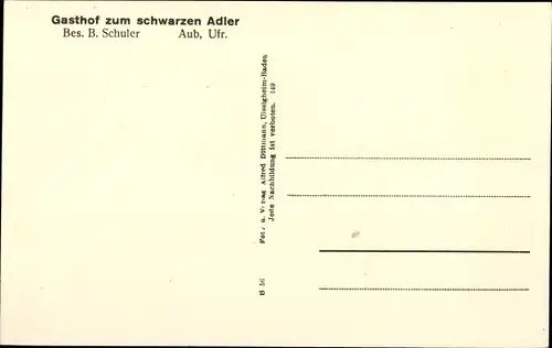 Ak Aub in Unterfranken, Panorama, Gasthof zum schwarzen Adler, Marktplatz