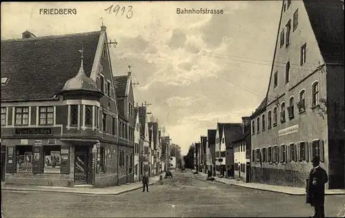 Ak Friedberg in Bayern, Bahnhofstraße, Geschäfte