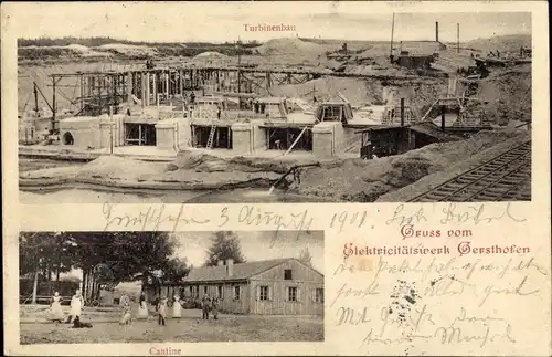 Ak Gersthofen in Schwaben, Elektrizitätswerk, Turbinenbau, Kantine
