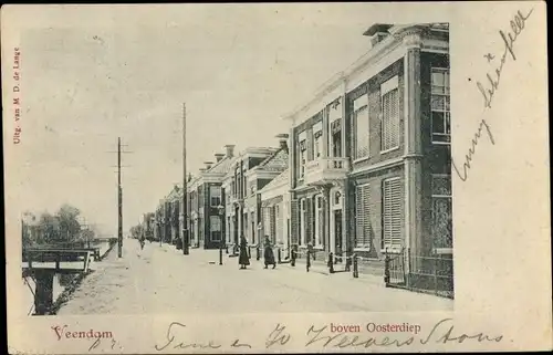 Passepartout Ak Veendam Groningen, boven Oosterdiep