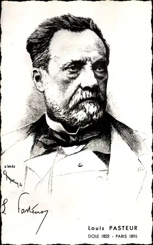 Künstler Ak Chemiker Louis Pasteur, Portrait, Signatur