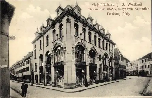 Ak Landau in der Pfalz, Geschäftshaus J. G. Weitlauff