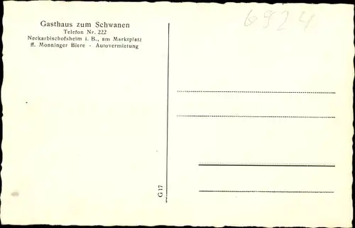 Ak Neckarbischofsheim in Baden, Gasthaus zum Schwanen