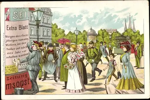 Litho Litfaßsäule, Plakatankleber, Sommer auf nächstes Jahr verschoben