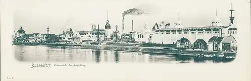 Klapp Ak Düsseldorf am Rhein, Rheinansicht der Ausstellung 1902, Ausstellungsgebäude