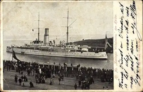 Ak Den Helder Nordholland Niederlande, Niederländisches Kriegsschiff, Hr. Ms. Koningin Wilhelmina