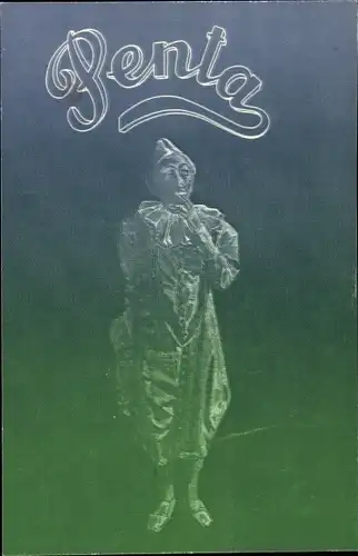 Ak Penta, Rauchender Mann in Karnevalkostüm