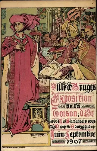 Künstler Ak Ville d'Bruges, Exposition de la Toison d'Or 1907, Geistlicher