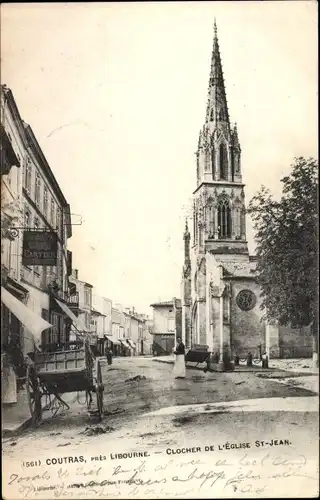 Ak Coutras Gironde, Clocher de l'Eglise St. Jean