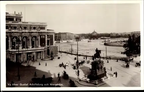 Ak Stockholm Schweden, Vy öfver Gustaf Adolfstorg och Norrström