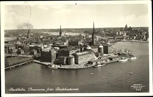 Ak Stockholm Schweden, Panorama fran Stadshustornet