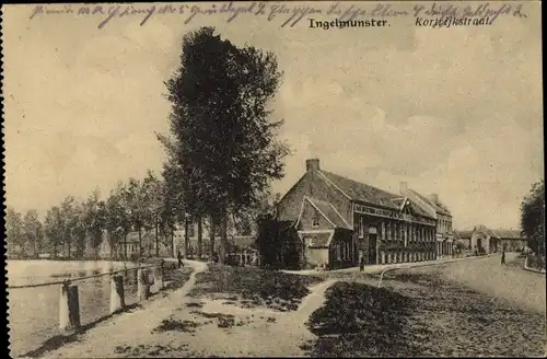 Ak Ingelmunster Westflandern, Blick in die Kortrijkstraat, Gebäude