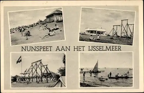 Ak Nunspeet Gelderland, Aan het IJsselmeer, Strand