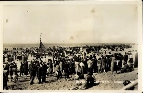 Ak Zandvoort Nordholland, Strandgezicht, Strand, Besucher, Segelboot