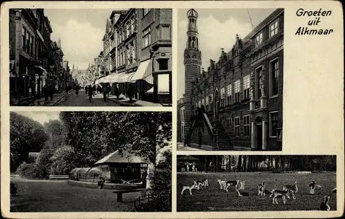 Ak Alkmaar Nordholland Niederlande, Stadhuis, Straßenpartie