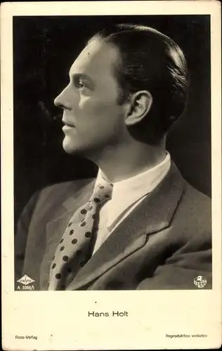 Ak Schauspieler Hans Holt, Portrait im Profil, Krawatte