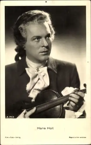 Ak Schauspieler Hans Holt, Portrait, Violine, Film Foto Verlag A 3715/2