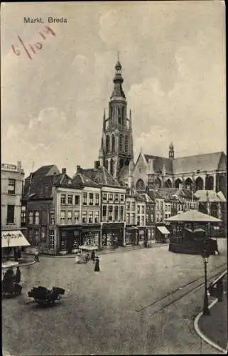 Ak Breda Nordbrabant Niederlande, Markt, Turm