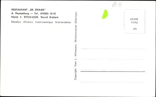 Ak Etten Leur Nordbrabant, Restaurant De Zwaan bei Nacht