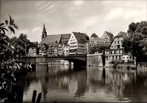 Ak Tübingen am Neckar, Neckarbrücke mit Stiftskirche