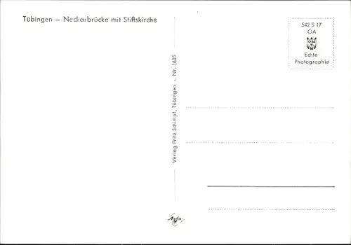 Ak Tübingen am Neckar, Neckarbrücke mit Stiftskirche
