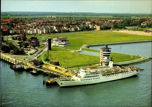 Ak Nordseebad Cuxhaven, Alte Liebe mit Blick auf die Stadt, Luftbild