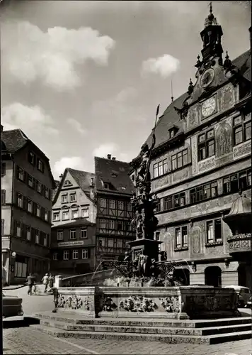 Ak Tübingen am Neckar, Marktplatz mit Neptunbrunnen